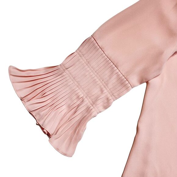 Romantic Feminine Pink Pintuck Blouse Sz L NWT - Picture 3 of 10